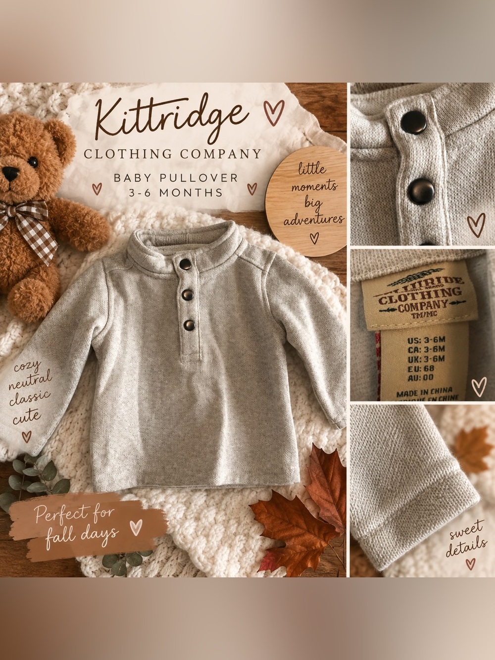 Kittridge Clothing Company Baby 3–6M Neutral Knit Pullover Sweater